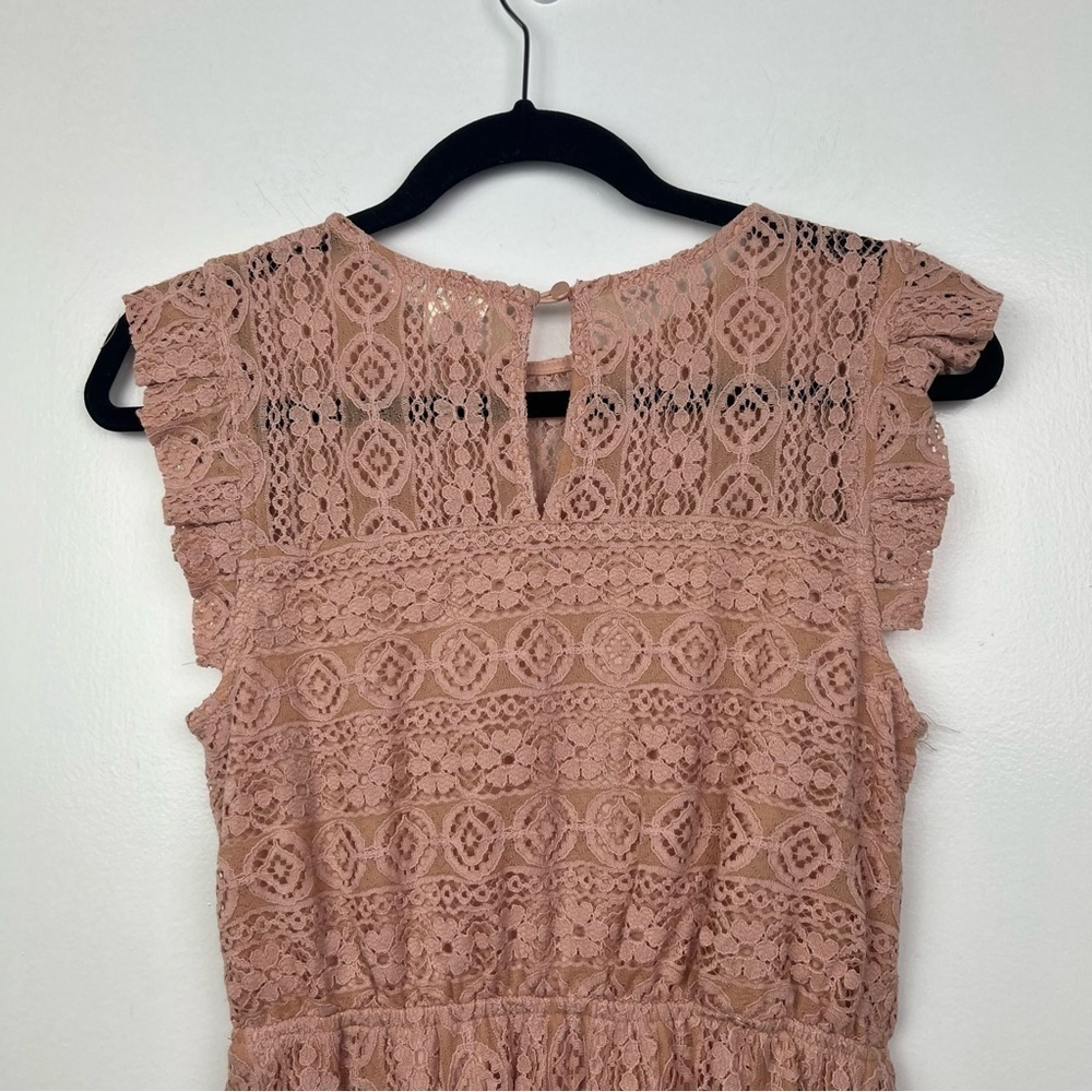 Monteau Peachy Pink Floral Lace Mini Dress Juniors Medium - Picture 5 of 8